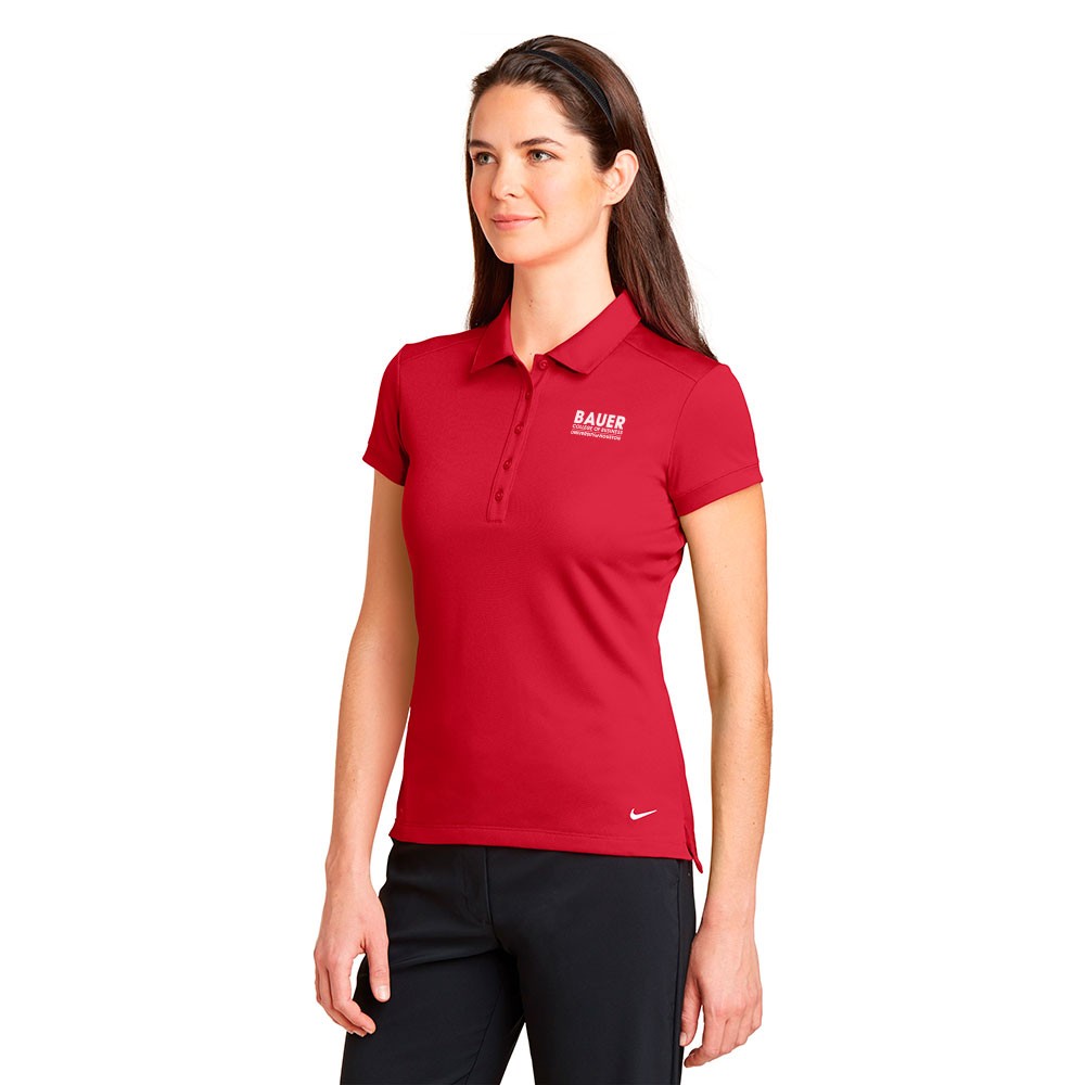 Ladies Nike Golf Dri-FIT Solid Icon Pique Modern Fit Polo - Red