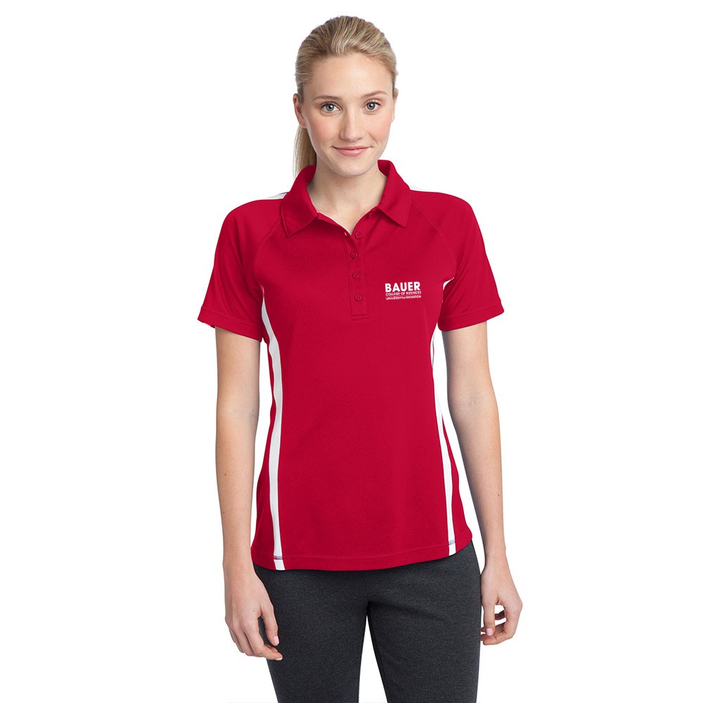 Sport-Tek® Ladies PosiCharge® Micro-Mesh Colorblock Polo - Red/white